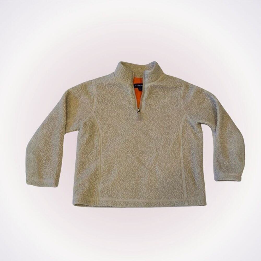 Land's End neutral tan faux shearling quarter zip | Sz S